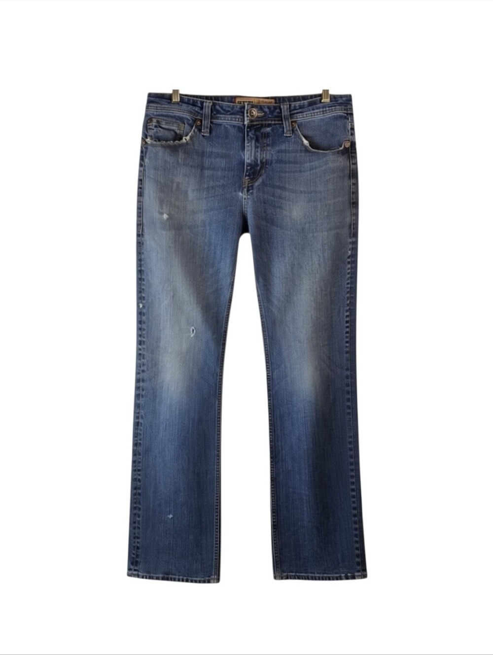 Seven7 Mens 34x34 Straight Fit Distressed Blue Denim Jeans Premium Denim Co
